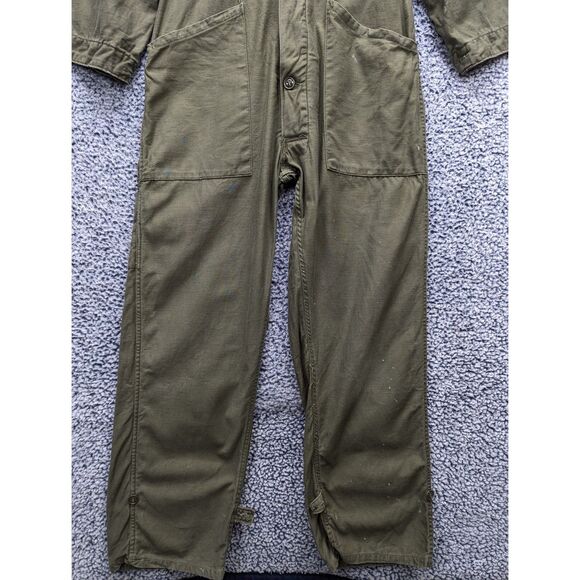 VTG US Military Cotton Sateen Coveralls Mens S Distressed Paint Splatter Green - Picture 4 of 14